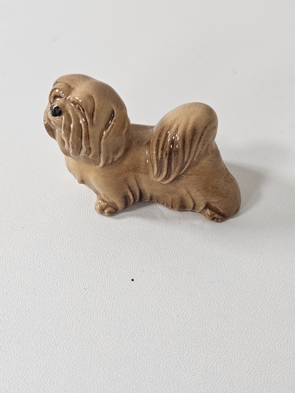 Glossy Brown Ceramic Shih Tzu Figurine - Decorative Home Accent
